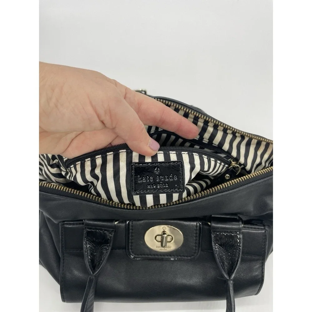 Kate Spade Hampton Purse Leather Satchel Shoulder Bag‎ Black Modern Casual
